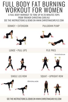 Free Weight Workouts For Women, Full Body Fat Burning Workout, Fat Burning Home Workout, Christina Carlyle, Weight Gain Workout, Workouts For Women, All Body Workout, Workout For Women, Body Workout Plan