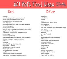 50 Soft Food Ideas – Your Smile Dental Care Pureed Foods For Bariatric Patients, What To Eat After Tooth Extraction Soft Foods, Dental Soft Diet, Food After Dental Surgery, Soft Foods For Bariatric Patients, No Solid Food Diet, Foods For Parkinsons, Bariatric Soft Food Meal Plan, Braces Food What To Eat With