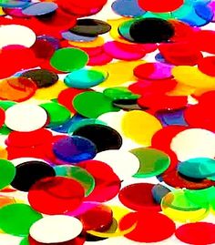 many different colored circles are scattered together