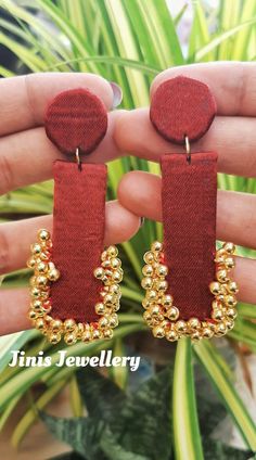 Cloth Jewellery Handmade, Earring Embroidery, Terracotta Jewellery Designs, Diy Earrings Easy, Earrings Diy Handmade, Diy Wire Earrings, Diy Fabric Jewellery, Fabric Jewellery