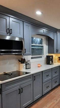 gray cabinets Blue Gray Cabinets Kitchen, Blue Grey Cabinets Kitchen, Grey Blue Kitchen Cabinets, Gray Blue Kitchen Cabinets, Slate Blue Kitchen Cabinets, Blue Grey Kitchen Cabinets, Painted Cabinets Kitchen, Charcoal Gray Kitchen Cabinets, Blue Grey Kitchen