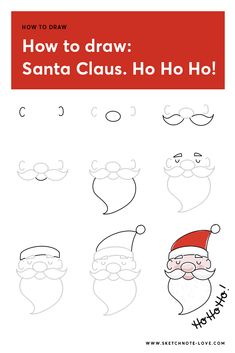 how to draw santa claus with easy instructions for kids and adults, from the book how to draw santa claus