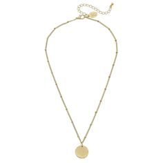 16 inches with a 3 inch extender chain
Triple plated 24K gold 
Handmade in San Antonio, TX Susan Shaw, Disk Necklace, Sweet Jewelry, Stylish Necklace, Gold Circle, Red And Teal, 24kt Gold, Disc Necklace, San Antonio Tx