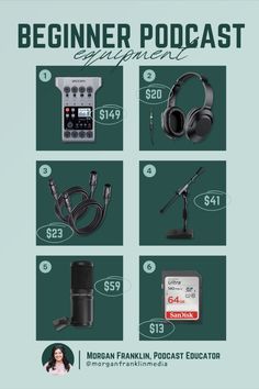 an info sheet with headphones, microphones and other items for the radio station