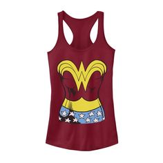 Your little fan can look just like her favorite hero while wearing this juniors' DC Comics Wonder Woman costume tank top. Your little fan can look just like her favorite hero while wearing this juniors' DC Comics Wonder Woman costume tank top. Scoopneck Sleeveless Jersey construction FABRIC & CARE Cotton, polyester Machine wash Imported Size: Small. Color: Red. Gender: female. Age Group: kids. Pattern: Graphic. Pop Culture Tops With Cartoon Print For Cosplay, Cosplay Pop Culture Tops With Cartoon Print, Cosplay Pop Culture Top With Cartoon Print, Fitted Fun Tank Top, Fun Red Sleeveless Top, Wonder Woman Halloween, Wonder Woman Halloween Costume, Candy Costumes, Woman Costume