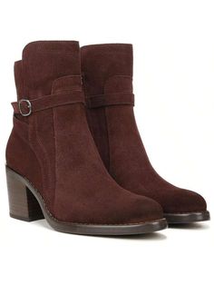 High Ankle Boots With Buckle For Fall, Fall Brown Suede Moto Boots, Brown Suede Moto Boots For Fall, Fall Suede Heeled Boots With Reinforced Heel, Fall Boots With Suede Lining And Round Toe, Fall Suede Mid-calf Boots Medium Width, Fall Suede Boots With Suede Lining, Fall Suede Boots With Round Toe, Suede Round Toe Boots For Fall