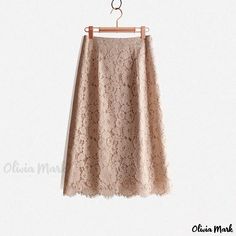 Olivia Mark - Elegant Apricot Water-Soluble Lace Half-Length Skirt - A Sophisticated and Sensual Midi Skirt Apricot Clothing, Umbrella Skirt, Half Skirt, Elegant Skirt, Types Of Skirts, Olivia Mark, A Line Skirt, Long Skirt, A Line Skirts