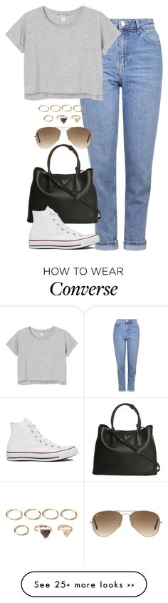 "Untitled #4800" by eleanorsclosettt on Polyvore featuring Topshop, Monki, Prada, Ray-Ban, Forever 21 and Converse How To Wear Converse, Model Street Style, To Wear, Outfits With Converse, Milan Fashion Weeks, Infinity Necklace, Looks Style, Polyvore Outfits