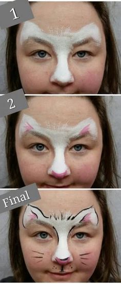 Cat Face Paint Easy, Kids Face Painting Easy, Dog Face Paints, Cat Face Makeup, Easy Halloween Face Painting, Easy Face Painting Designs, Kitty Face Paint, Animal Face Paintings, Black Face Paint