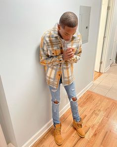 Timb Boots Outfit Mens, Wheat Timbs Outfit Men, Tims Outfits Men, Timbs Outfit Men, Timbs Outfit, Yellow Pants Outfit, Fire Fashion, Timberland Boots Outfit Mens, Winter Swag