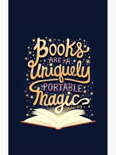 an open book with the words books are uniquely portable magic