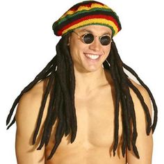 Rasta Tam with Dreadlocks Crochet Tam, Brown Dreadlocks, Dreadlock Wig, Halloween Costume Store, Hippie Halloween, Fun Hat, Colorful Crochet, Funny Hats, Dreadlock Hairstyles