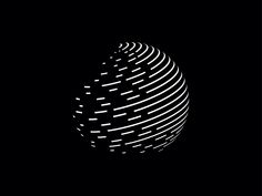 a black and white photo of a sphere in the dark with lines coming out of it