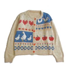 Cottagecore Long Sleeve Sweater For Fall, Cottagecore Cotton Sweater For Fall, Winter Cottagecore Long Sleeve Cardigan, Round Neck Cardigan, Apple Picking, Cute Sweaters, Mode Inspiration, Dream Clothes, Look Cool