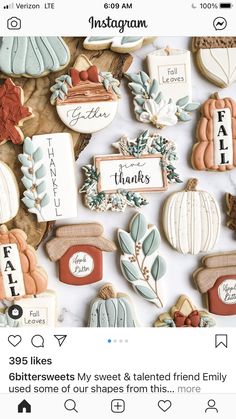 an instagram page with some cookies and other items on the screen, including leaves