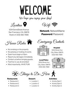 a black and white poster with the words welcome