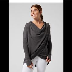 New Athleta Gray Wrap Hooded Sweatshirt, Plush Nirvana Fabric, Small Street Sweatshirt, Quarter Zip Sweatshirt, Fitness Studio, Grey Pullover, Cozy Fits, Workout Sweatshirt, Half Zip Pullover, Grey Sweatshirt, Yoga Practice