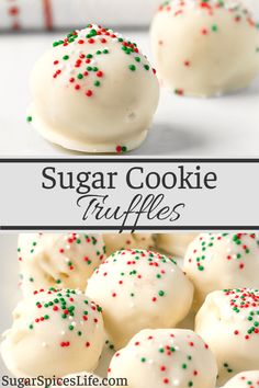 sugar cookie truffles with sprinkles on top and in the middle