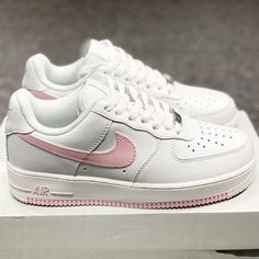 ✨ Custom-Painted by hand! ✨ Authentic, Brand new Nike Air Force 1 in box ✨ 500+ satisfied customers across various platforms. Pink Air Force 1, Tenis Air Force, New Nike Air Force, Nike Shoes Girls, Preppy Shoes, All Nike Shoes, Air Force 1 Custom, Nike Air Shoes