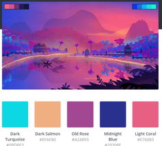 the color palette is shown with different shades and colors to choose from, including blue, pink