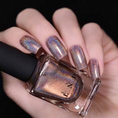 Chai Latte Shimmering Mocha Ultra Holo™ Nail Polish - Etsy Han Nails, Holo Nail Polish, Ilnp Nail Polish, Boutique Nails, Blankets Soft, Holo Nails, Holographic Nail Polish, Chai Latte, Nail Polish Collection