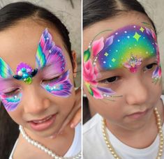 Face Paint Party, Face Painting Flowers, Painting Butterflies, Festival Face Paint, Painting Rainbow, Painting Butterfly, Festival Face, Face Paints