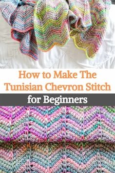 crocheted afghans with text overlay that says how to make the turkish chevron stitch for beginners