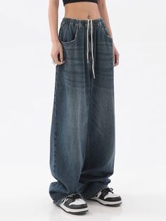 Elastic Waist Oversized Long Trouser Denim Wide Leg Women American Vintage Pants Size Table Is In The Pictures! Please allow 1-3mm error due to a manual measurement! Shipping takes from 10 to 29 business days! Returns are welcomed for 30 days after receiving an Your order! Thank You for visiting! Vintage Baggy Jeans, Denim Wide Leg, Elastic Waist Jeans, Denim Decor, Low Waist Jeans, Oversized Streetwear, Y2k Jeans, Long Trousers, Boho Floral Dress