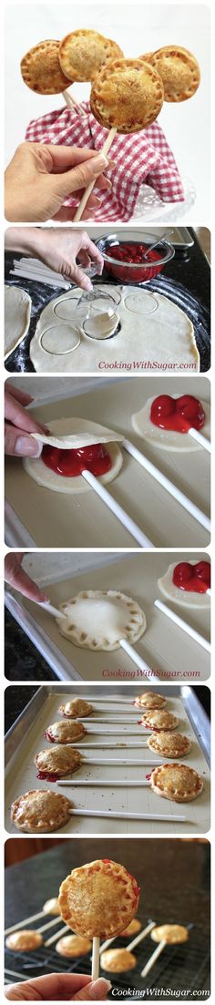 four different views of food cooking in an oven