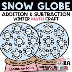 snow globe addition and subtraction winter math craft