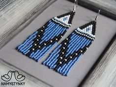 Blue Fringe beaded earrings Stylish earrings Native american earrings Seed bead earrings Modern earr Blue Fringe Beaded Drop Earrings, Blue Fringed Beaded Drop Earrings, Traditional Blue Beaded Fringe Earrings, Fringe Beaded Earrings, Beautiful Beaded Earring, Bead Stitch, Jewelry Sets Handmade, Earrings Luxury, Beaded Jewelry Necklaces