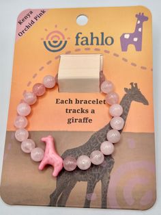 Fahlo - Giraffe - Kenya Orchid Pink Animal Bracelets, Save Wildlife, Animal Bracelet, Mens Items, Spirit Wear, Fall Gifts, Blue Denim Shorts, Nonprofit Organization, Gift Accessories