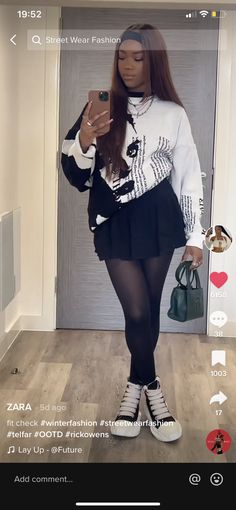 Sweater And Tennis Skirt Outfit, Skirt Outfits With Leggings, Skirts Outfits With Tights, Micro Pleated Skirt Outfit, Sweatshirt Mini Skirt Outfit, Doc Martens Outfit Skirt Tights, Outfit Inspo Dinner With Friends, Short Leather Boots Outfit