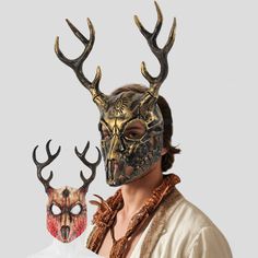 Antlers Masks Cosplay Animal Bighorn Sheep Mule Deer Bone Antler Halloween Party Helmet Scary Animal Masquerade Mask, Animal Masquerade, Bighorn Sheep, Halloween Prop, Mule Deer, Masks Masquerade, Masquerade Mask, Antlers, Costume Accessories