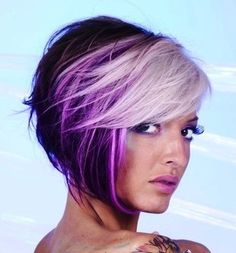 Fun Hair Over 50, Crazy Hair Colors For Short Hair, Funky Colored Hair, Diy Highlights Hair, Purple Blonde, Holographic Hair, Funky Hair, Diy Hair Color, Stylish Short Hair