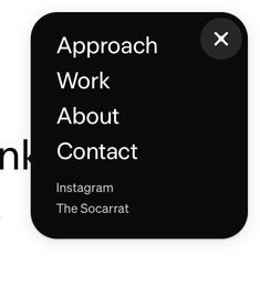 a black and white photo with the words, approach work about contact instagram the soccarrat