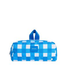 State Bags Clinton blue gingham soft-sided pencil case with loop, front view. School Necessities, Cleaning Fun, Canvas Pencil Case, Backpack Outfit, American Children, Diaper Bag Backpack, Backpacking Packing, Gingham Print, Erasers