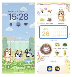 an image of a calendar with cartoon characters on the front and back cover, along with stickers