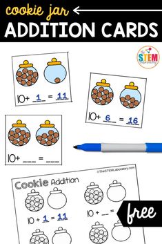 the cookie jar addition cards are filled with numbers