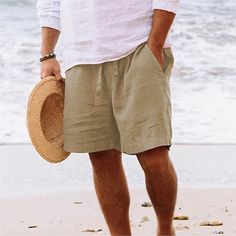 Season:Spring  Summer; Fabric:Linen Cotton Blend; Gender:Men's; Style:Fashion,Casual,Chic  Modern; Elasticity:Micro-elastic; Occasion:Beach,Daily; Fit Type:Regular Fit; Function:Comfort,Soft,Breathable; Waistline:Mid Waist; Pattern:Plain; Design:Straight Leg,Elastic Waist,Drawstring; Pants Type:Summer Shorts,Linen Shorts,Shorts; Fly Type:Drawstring; Front page:FF; Hips:; Length:; Waist:; Fit US Size:null; Fit UK Size:null; Fit EU Size:null; Pants Length:Short Cali Fits, Boyfriend Fits, Tailor Clothes, Men Summer Outfit, Cruise Fits, Interior Design Pieces, Y2k Outfits Aesthetic, Summer Outfit Aesthetic, Italian Summer Outfits