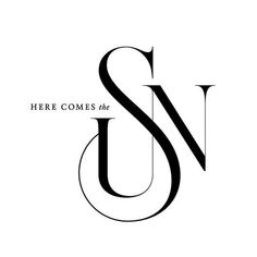 there comes the s v logo with black and white lettering on a white background that reads,'here comes the s v '