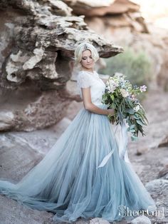 two pictures of a woman in a blue dress with flowers on her head and the same photo