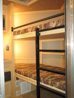 the bunk beds are made up and ready for us to use