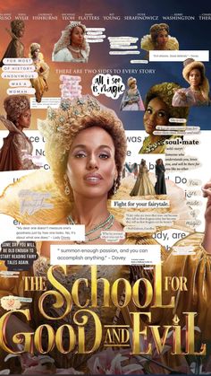 the school for good and evil movie poster with an image of a woman in gold