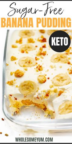 Keto Sugar-Free Banana Pudding Sugar Free Banana Pudding, Brownie Aesthetics, Low Sugar Desserts