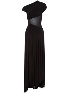 Shop Philosophy Di Lorenzo Serafini asymmetric sheer-panelled gown Japanese Evening Gown, Black Sheer Dress, Gown Black, Lorenzo Serafini, Dolce E Gabbana, Leather Dress, Sheer Dress, Lady Dior, Black Stretch