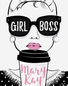 a woman wearing sunglasses and holding a coffee cup with the words girl boss on it