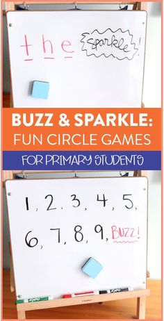 the buzz and sparkle fun circle game for primary students to practice numbers, words, and shapes