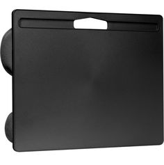 a black plastic cutting board with two handles