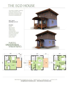 the floor plan for a small house with two levels and three rooms, including an upstairs bedroom